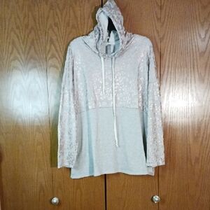 Honeyme Light Gray Sequin Hoodie